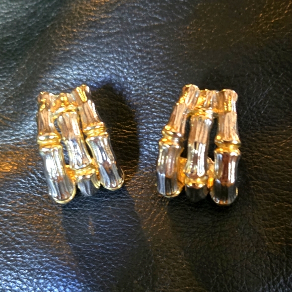 Authentic Original Vintage Style Jewelry - Bamboo Vintage silver & gold earrings